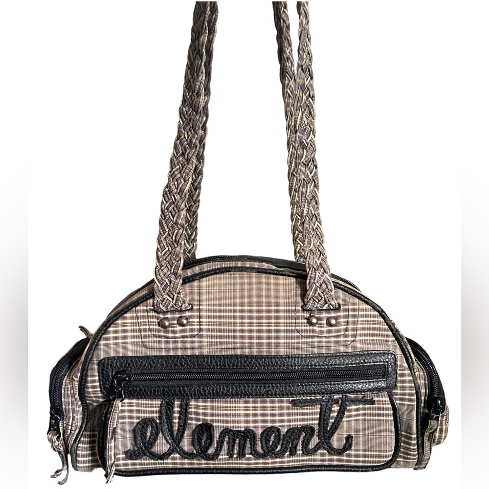 Element Y2K 90s Vintage Skater Girl Purse Plaid Duffel Bag Braided Straps RARE
